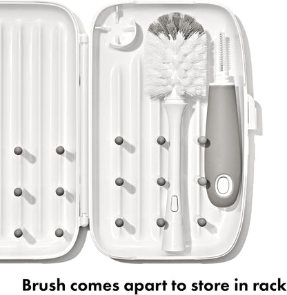 OXO Tot on - the - Go Drying Rack & Bottle Brush (Gray) - Kidsy
