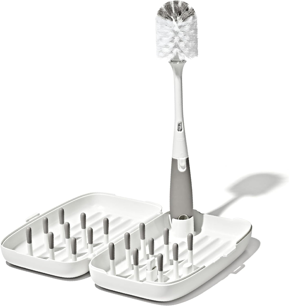 OXO Tot on - the - Go Drying Rack & Bottle Brush (Gray) - Kidsy