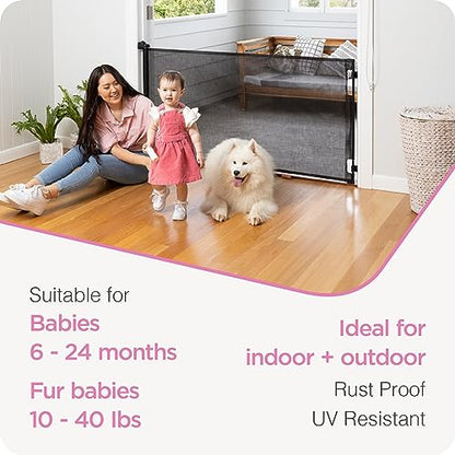Perma Retractable Baby Gate, 33" x 71" (Black) - Kidsy
