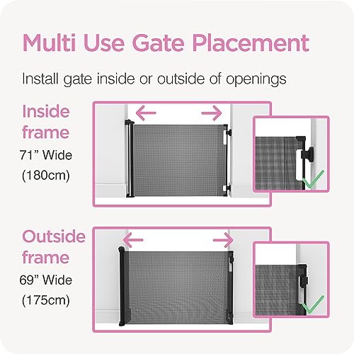 Perma Retractable Baby Gate, 33" x 71" (Black) - Kidsy