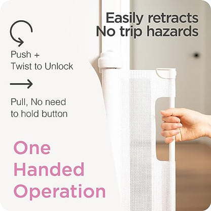 Perma Retractable Baby Gate 33" x 71" (White) - Kidsy