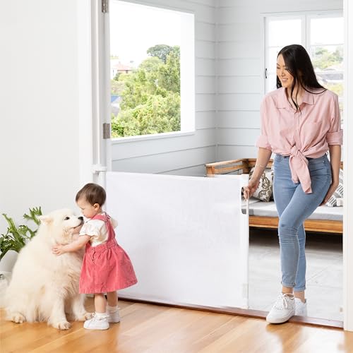 Perma Retractable Baby Gate 33" Tall, 71" Wide (White)