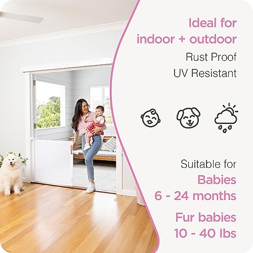 Perma Retractable Baby Gate 33" x 71" (White) - Kidsy