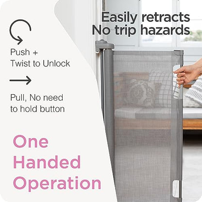 Perma Retractable Baby Gate (Gray) - Kidsy