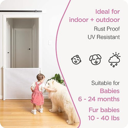 Perma Retractable Baby Gate (White) - Kidsy