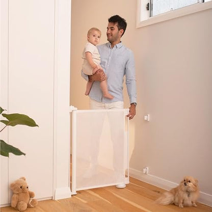 Perma Retractable Baby Gate (White) - Kidsy