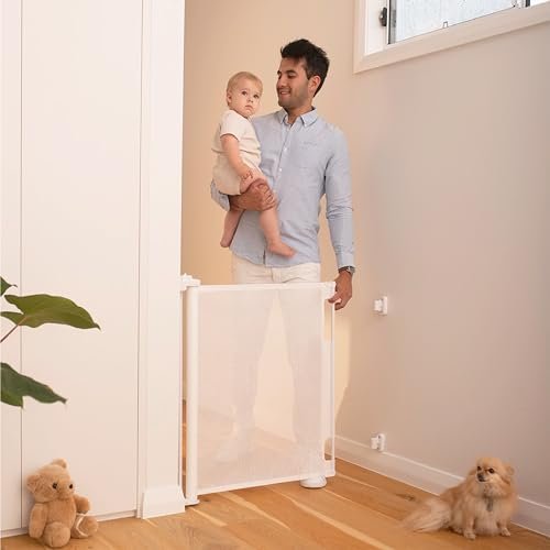 Perma Retractable Baby Gate (White) - Kidsy