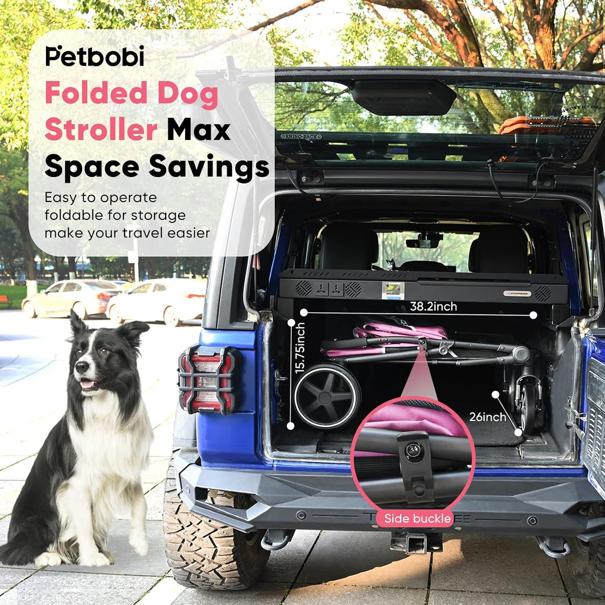 Petbobi All-Terrain Foldable Dog Stroller (Pink) - Kidsy