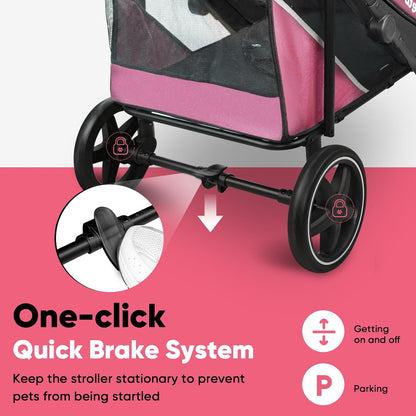 Petbobi All-Terrain Foldable Dog Stroller (Pink) - Kidsy