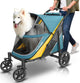 Petbobi Foldable Dual-Entry Dog Stroller, 80 lb Capacity (Green & Yellow) - Kidsy