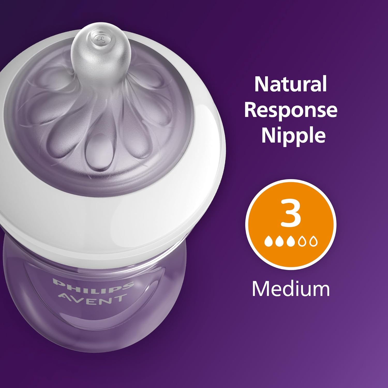 Philips Avent Natural Baby Bottles with Natural Response Nipples (Medium Flow, Flow 3) - Kidsy