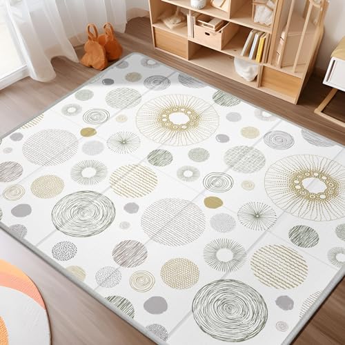 PIGLOG Extra Large Foldable Baby Play Mat, 79 × 71 Inch (Circle)