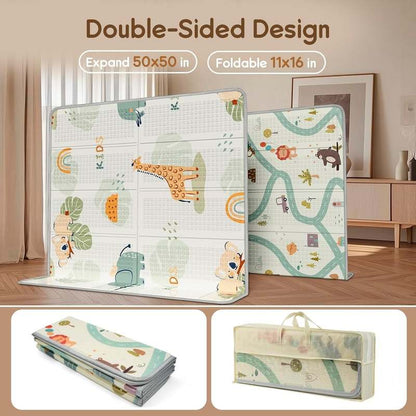 PIGLOG Foldable Waterproof Baby Play Mat 50"x50" (Giraffe) - Kidsy