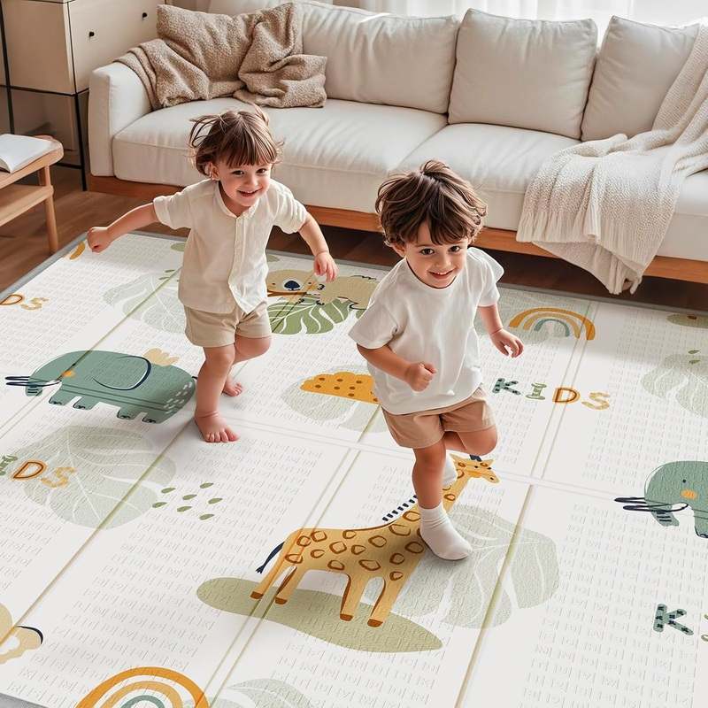 PIGLOG Foldable Waterproof Baby Play Mat 50"x50" (Giraffe) - Kidsy