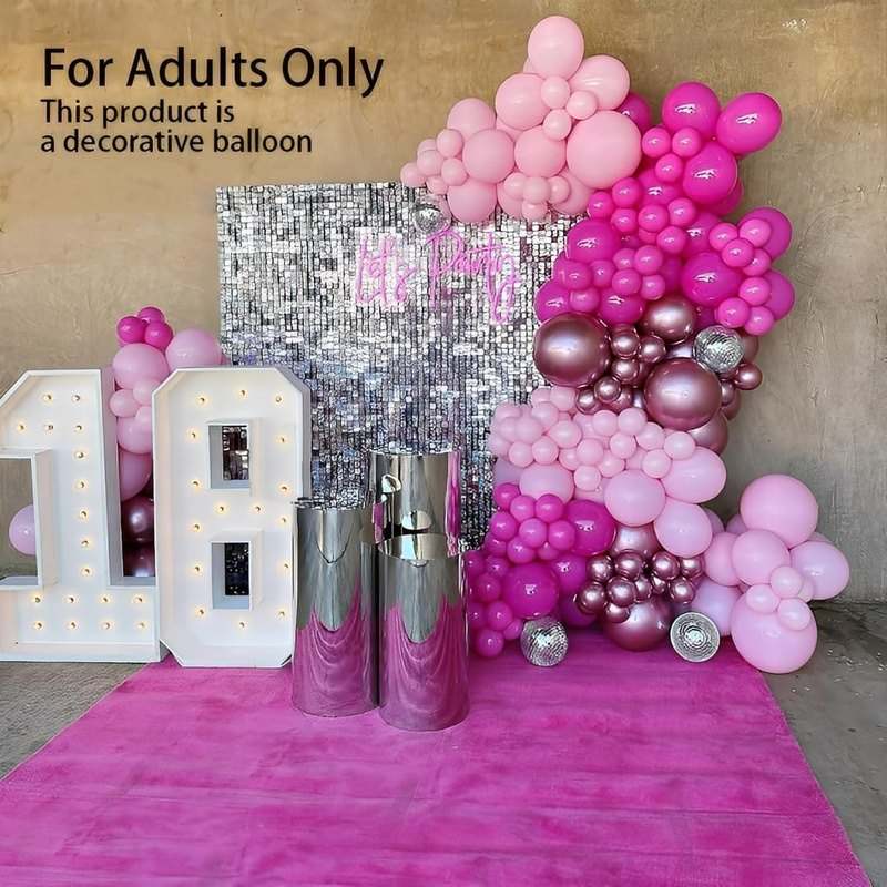 Pink Balloons Metallic Pink Balloon, 50Pcs 12Inch Hot Pink Chrome Pink Latex Balloons Light Pink Balloon and Dark Magenta Pink Balloons - Kidsy