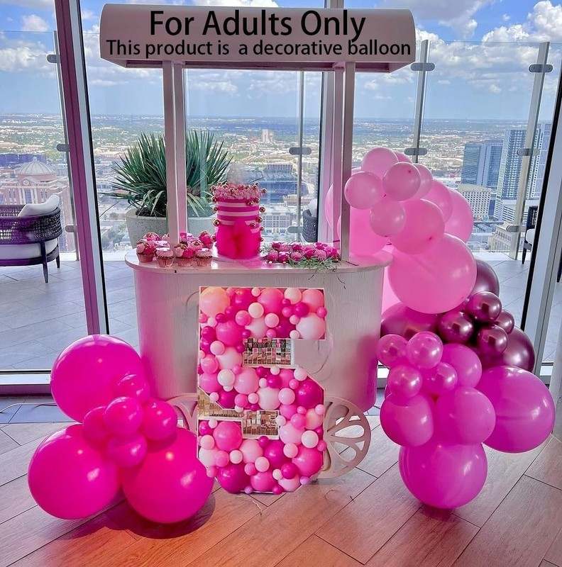Pink Balloons Metallic Pink Balloon, 50Pcs 12Inch Hot Pink Chrome Pink Latex Balloons Light Pink Balloon and Dark Magenta Pink Balloons - Kidsy
