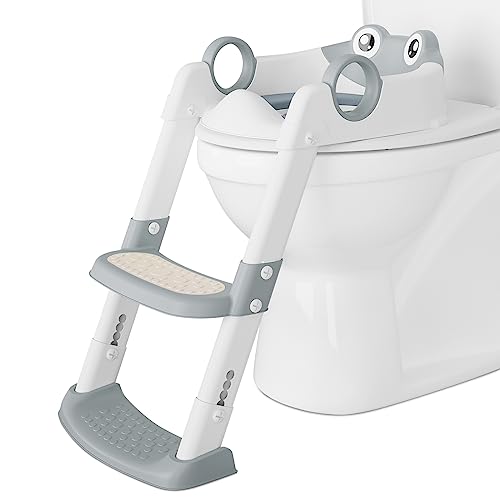 Potty Training Seat with Step Stool Ladder (Gray) - Kidsy
