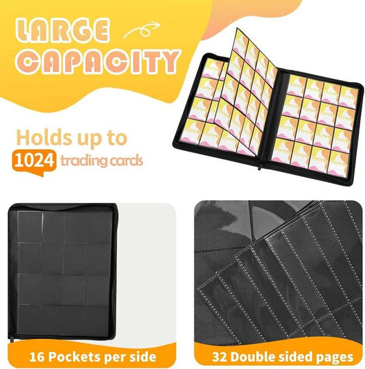 Premium 1000+ Pockets Trading Card Binder, 16 - Pocket Ringless Side - Loading Album for TCG, MTG, Lorcana, Sports & Standard - Size Cards (Red) - Kidsy