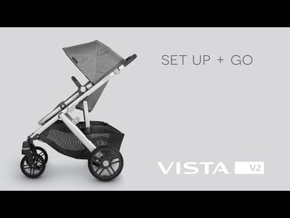 New UPPAbaby Vista V2 Stroller and Bassinet (Jake Charcoal/Carbon Frame/Black Leather)