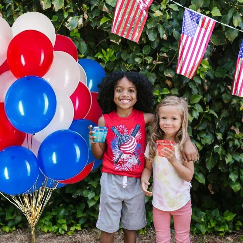 Red White and Blue Latex Balloons 100 piece 12 inch - Kidsy