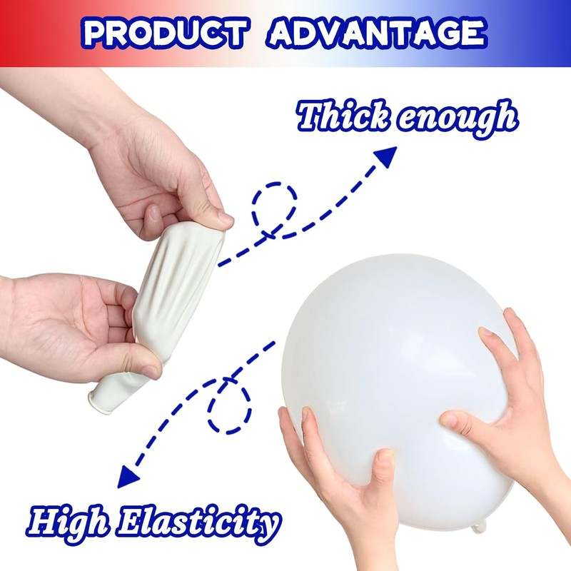 Red White and Blue Latex Balloons 100 piece 12 inch - Kidsy