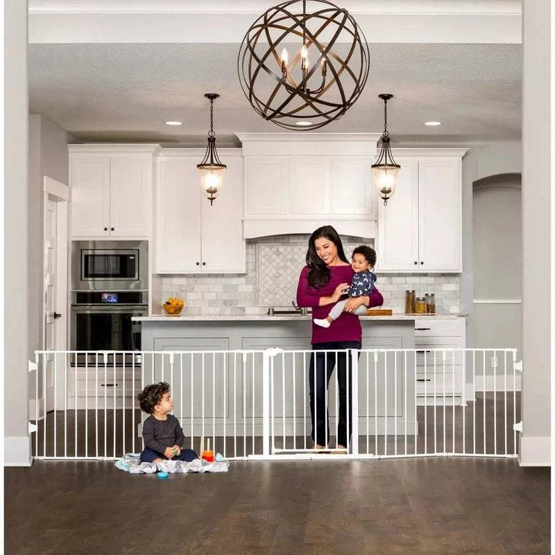 Regalo 130" 6 Panel Super Wide Metal Safety Gate (White) - Kidsy