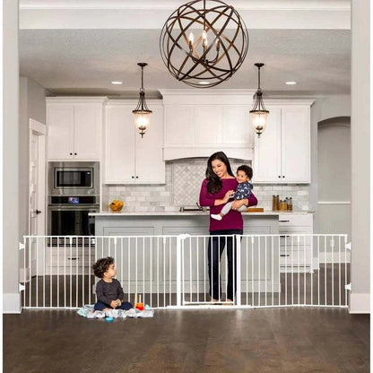 Regalo 130" 6 Panel Super Wide Metal Safety Gate (White) - Kidsy