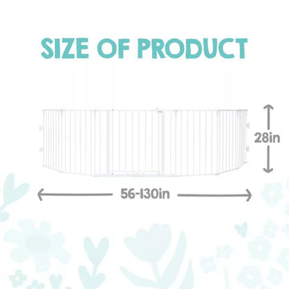 Regalo 130" 6 Panel Super Wide Metal Safety Gate (White) - Kidsy
