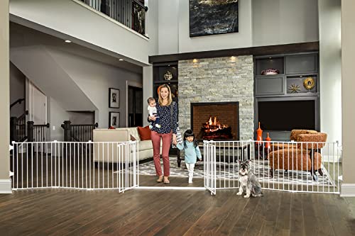 Regalo 192-Inch 8 Panel Double Door Super Wide 2-in-1 Configurable Metal Safety Gate, 52.5-192" Wide and stands 28" Tall (White) - Kidsy