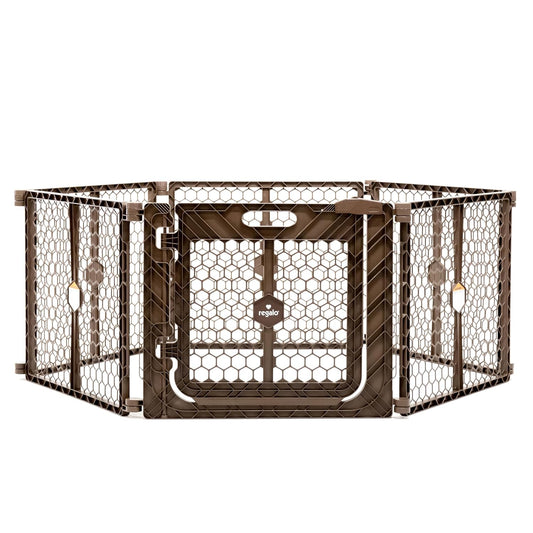 Regalo 192-Inch Super Wide Baby Gate & Play Yard (Brown) - Kidsy