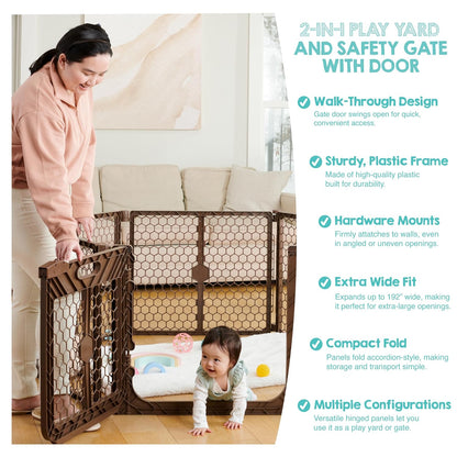 Regalo 192-Inch Super Wide Baby Gate & Play Yard (Brown) - Kidsy