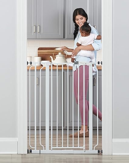 Regalo Easy Step 36" Extra Tall Walk Thru Baby Gate (White) - Kidsy