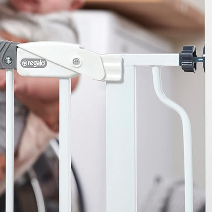 Regalo Easy Step Baby Gate 38.5 in Extra Wide (White) - Kidsy