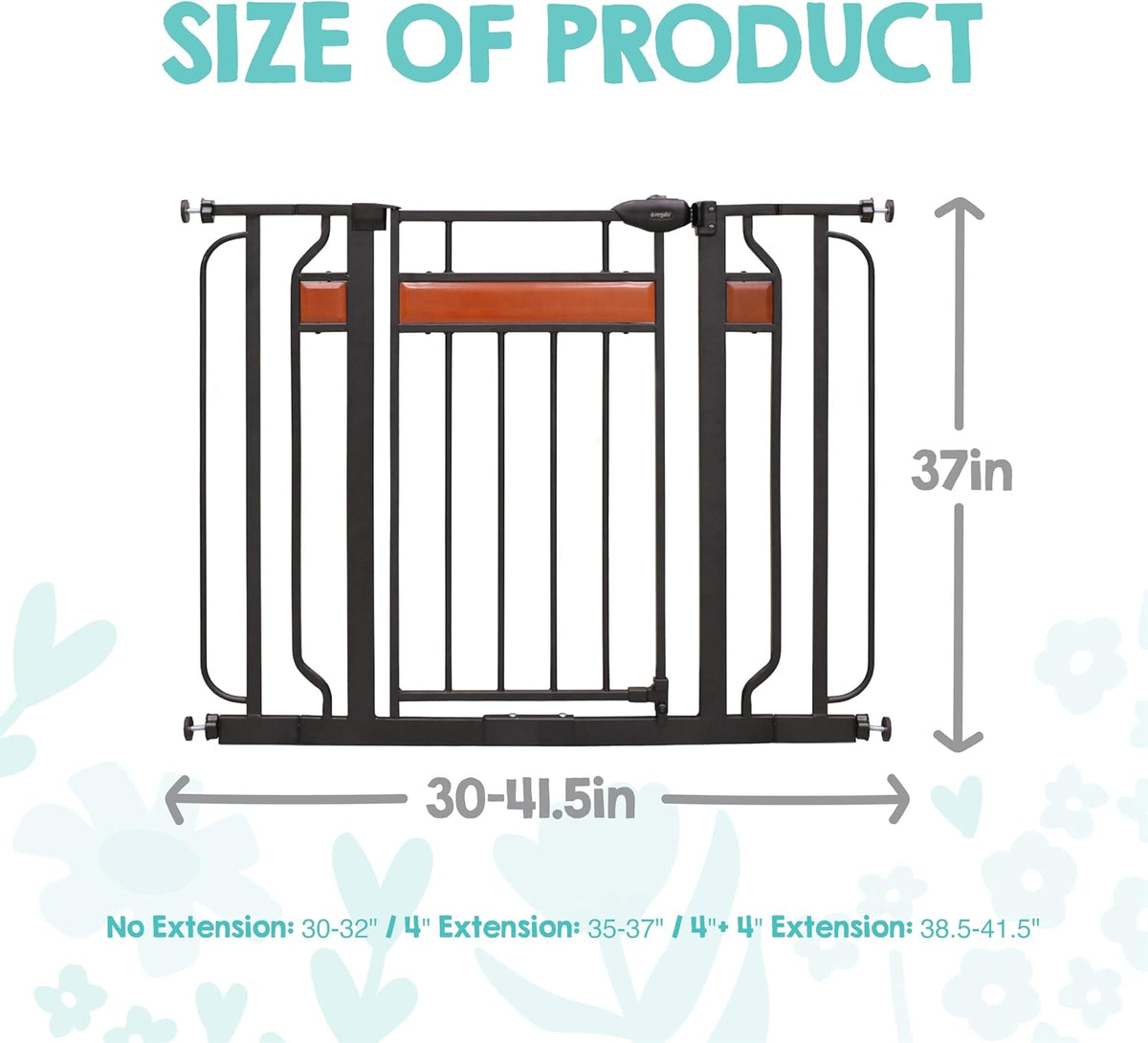 Regalo Extra Tall Walk-Through Metal Safety Gate 30" to 42" Wide (Black) - Kidsy