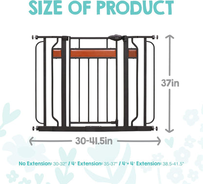 Regalo Extra Tall Walk-Through Metal Safety Gate 30" to 42" Wide (Black) - Kidsy