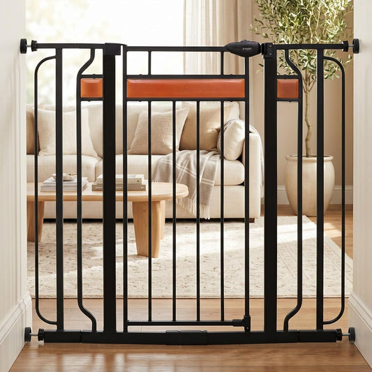 Regalo Extra Tall Walk-Through Metal Safety Gate 30" to 42" Wide (Black) - Kidsy