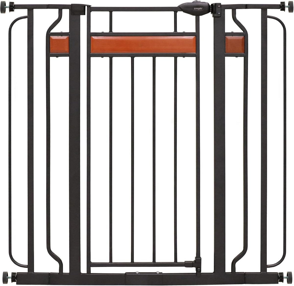 Regalo Extra Tall Walk-Through Metal Safety Gate 30" to 42" Wide (Black) - Kidsy