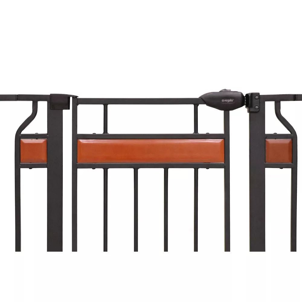 Regalo Home Accents Extra Tall & Wide Gate (Black Wooden) - Kidsy