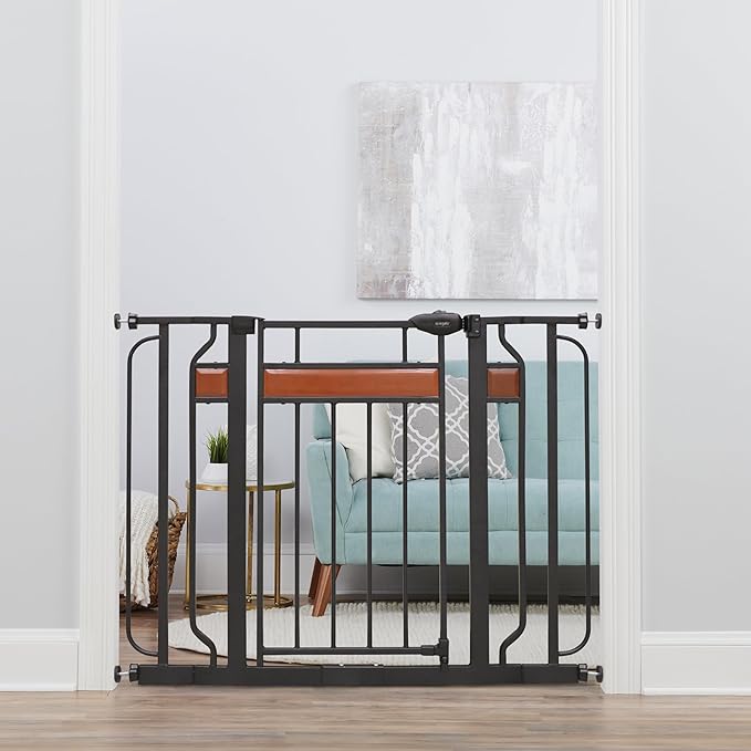 Regalo Home Accents Extra Tall & Wide Gate (Black Wooden) - Kidsy