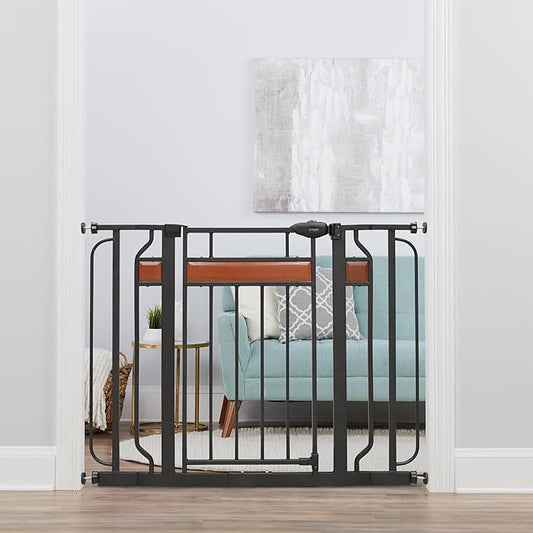 Regalo Home Accents Extra Tall & Wide Gate (Black Wooden) - Kidsy