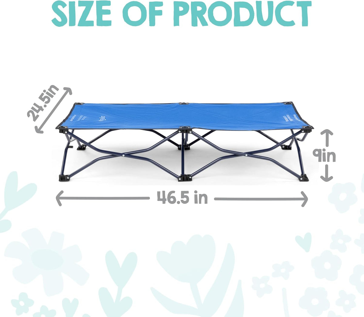Regalo My Cot Portable Folding Toddler Bed, 46.5" × 24.5" × 9" (Royal Blue) - Kidsy