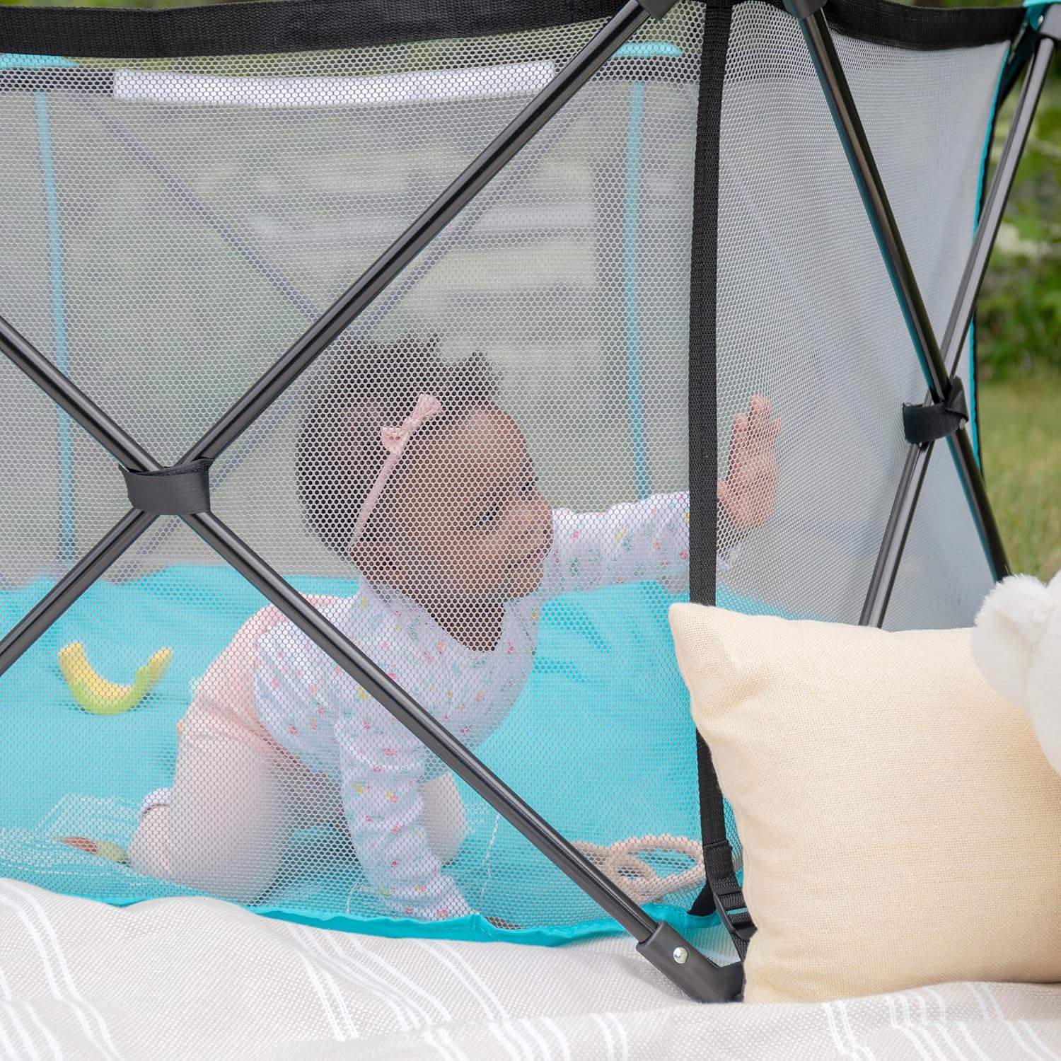Regalo My Play Portable Baby Play Yard, 6 - Panel, 48 - Inch (Aqua) - Kidsy