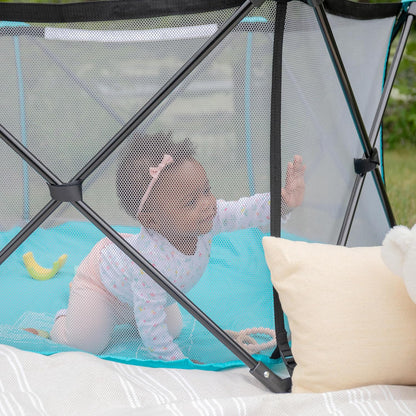 Regalo My Play Portable Baby Play Yard, 6 - Panel, 48 - Inch (Aqua) - Kidsy