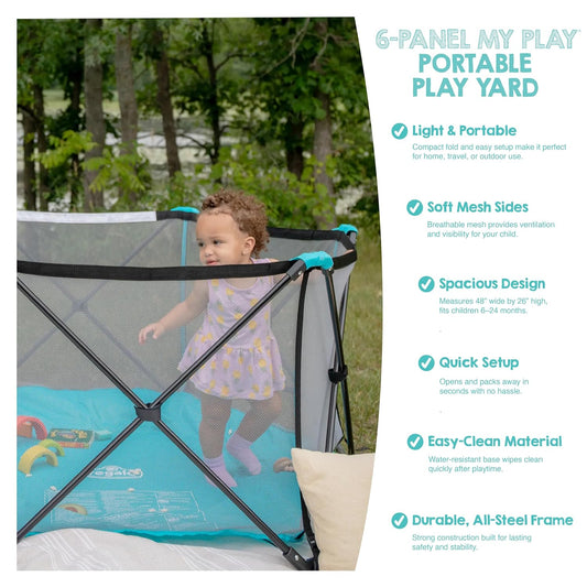 Regalo My Play Portable Baby Play Yard, 6 - Panel, 48 - Inch (Aqua) - Kidsy