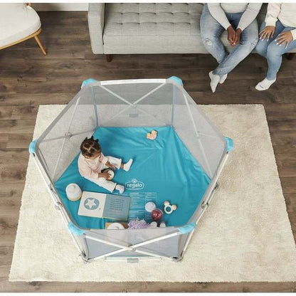Regalo My Portable Play Yard Deluxe 6 Panel (Aqua) - Kidsy