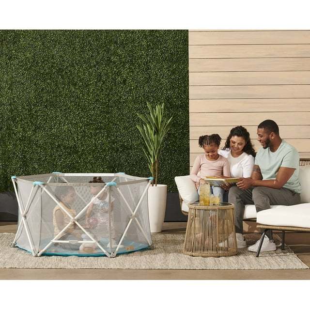 Regalo My Portable Play Yard Deluxe 6 Panel (Aqua) - Kidsy