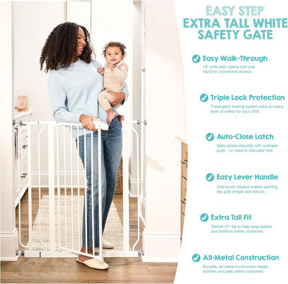 Regalo Safety 36" Extra Tall Baby Gate (White, 29-36.5"W x 36"H) - Kidsy