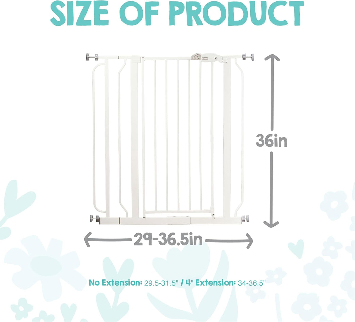 Regalo Safety 36" Extra Tall Baby Gate (White, 29-36.5"W x 36"H) - Kidsy