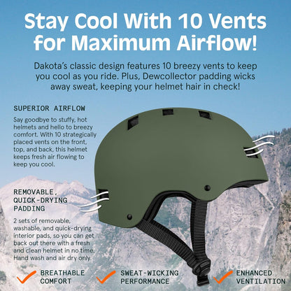 Retrospec Dakota Multi - Sport Helmet - Small (Matte Forest) - Kidsy
