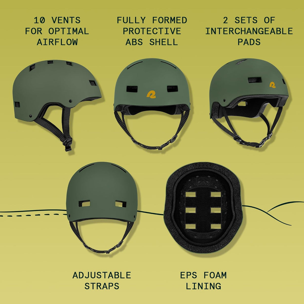 Retrospec Dakota Multi - Sport Helmet - Small (Matte Forest) - Kidsy